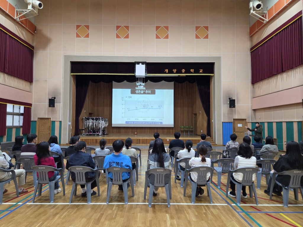 진주**중학교 교직원 대상 심폐소생술 등 구조 및 응급처치 안전교육